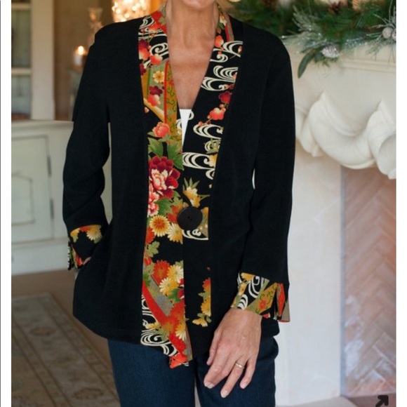 Soft Surroundings Floral Kimono Sleeve Jacket - Picture 1 of 9